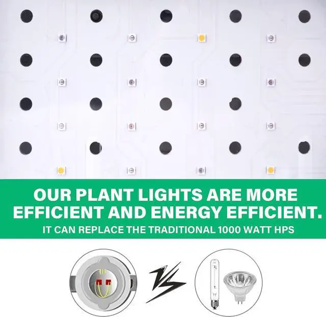 Alt view image 5 of 7 - 1000w LED Grow Light for Indoor Plants, Full Spectrum Plant Light Growing Lamp for Hydroponic Indoor Plant Veg and Flower for Grow Tent (Actual Power 100W=1000W HPS)