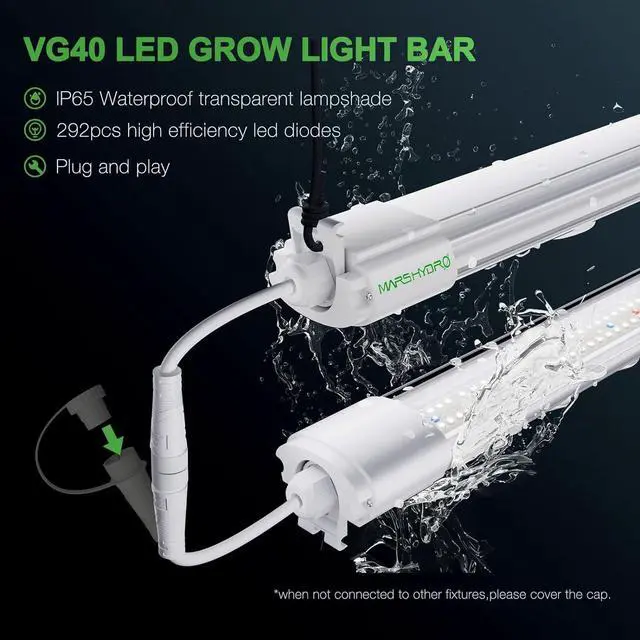 Alt view image 4 of 7 - MARS HYDRO VG40, 2ft Led Grow Lights for Indoor Plants, 5000K Full Spectrum, 2x2 Coverage, IP65 Waterproof Linkable Under Canopy Plant Light Strip for Seedling Veg Bloom Flower, Plug and Play, 40W