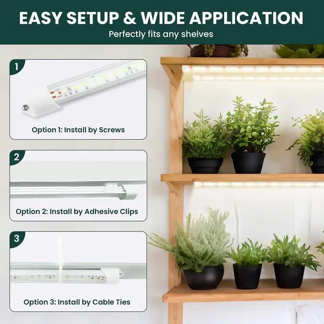 Alt view image 6 of 7 - Seed Starting Light, T5 2ft 6500k LED Plant Grow Light Bars, 2pcs, Seeding Light for Hydroponic, Herbs, Microgreens, Green Leafy Vegetables Growing, Smart Seed Starter for Home Kitchen, 6/12/18H Timer