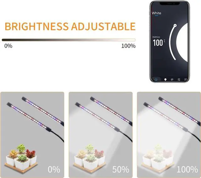 Alt view image 5 of 7 - Led Grow Lights for Indoor Plants Full Spectrum, Smart WiFi Led Grow Light with Timer, Dimmable Clip on Grow Light App/Voice Control, Compatible with Alexa/Google/Siri (2 Tube)