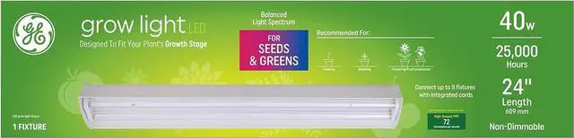 Alt view image 2 of 7 - GE Grow LED Light Fixture for Plants Seeds and Greens with Balanced Light Spectrum, 24in (1 Pack)