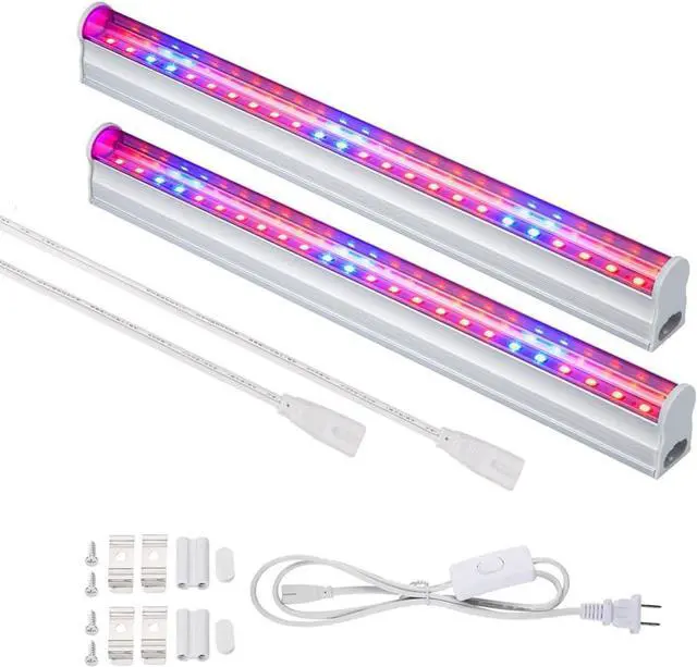 Main image of LED Grow Light, 2pcs T5 Tube SMD2835 High Brightness Red Blue Spectrum Plant Growing Lights Bar for Indoor Plants Veg and Flower Seeding with US Plug Switch Wire 11.5inch /Strip