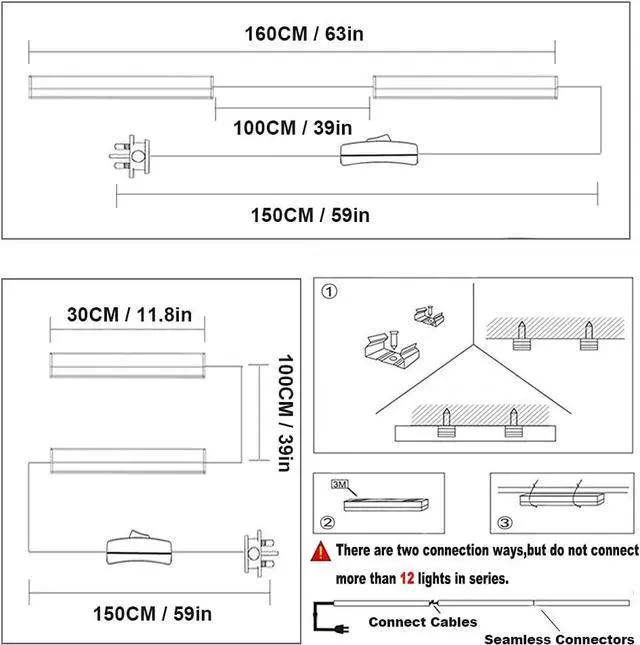 Alt view image 4 of 7 - LED Grow Light, 2pcs T5 Tube SMD2835 High Brightness Red Blue Spectrum Plant Growing Lights Bar for Indoor Plants Veg and Flower Seeding with US Plug Switch Wire 11.5inch /Strip