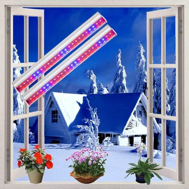 Alt view image 6 of 7 - LED Grow Light, 2pcs T5 Tube SMD2835 High Brightness Red Blue Spectrum Plant Growing Lights Bar for Indoor Plants Veg and Flower Seeding with US Plug Switch Wire 11.5inch /Strip