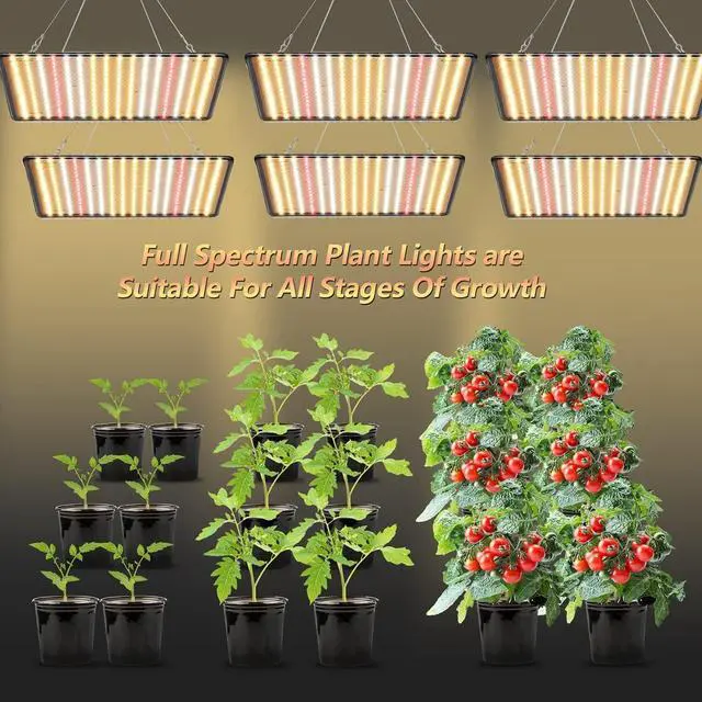 Alt view image 5 of 6 - Grow Light, (2-Pack) 200W LED Grow Lights for Indoor Plants Full Spectrum Plant Growing Lamps for Seedling Veg and Bloom