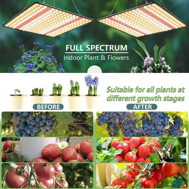 Alt view image 6 of 6 - Grow Light, (2-Pack) 200W LED Grow Lights for Indoor Plants Full Spectrum Plant Growing Lamps for Seedling Veg and Bloom