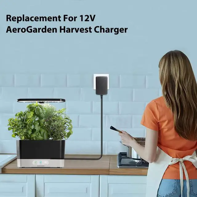Alt view image 2 of 6 - HKY 12V AC/DC Adapter Compatible with AeroGarden Harvest Elite Slim 360 100690-BLK 100691 100692-BLK 100693-PPL 100694-BLK 100695-PPL Indoor Garden LED Grow Light Power Supply