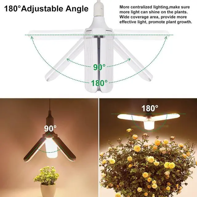 Alt view image 4 of 7 - 150W LED Grow Light Bulb Foldable Sunlike Full Spectrum Lamp for Indoor Plants, 414 LEDs Sunlike Grow Lights with Power Cord, E27 Plant Lamp for Flowers, Vegetables, Greenhouse & Hydroponic (2 Pack)