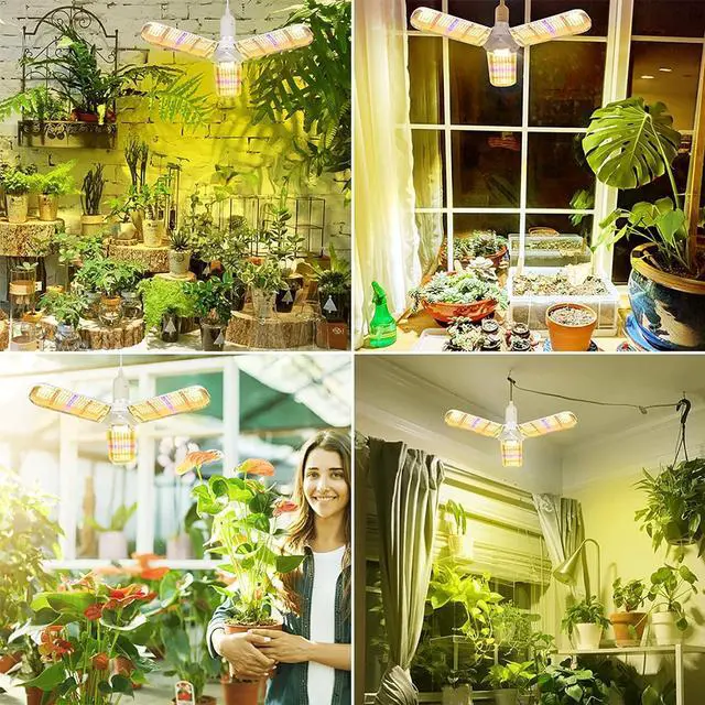 Alt view image 7 of 7 - 150W LED Grow Light Bulb Foldable Sunlike Full Spectrum Lamp for Indoor Plants, 414 LEDs Sunlike Grow Lights with Power Cord, E27 Plant Lamp for Flowers, Vegetables, Greenhouse & Hydroponic (2 Pack)