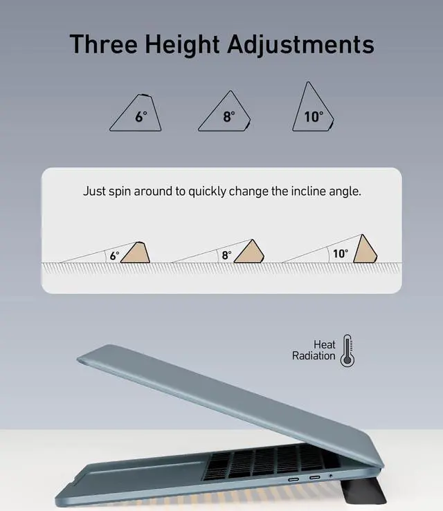 Alt view image 3 of 6 - 3 in 1 Silicone Laptop Stand Keyboard Riser for Ergonomic Typing/Reading Portable Laptop Cooling Stand for Home Office School and Travel Oval Base Midnight