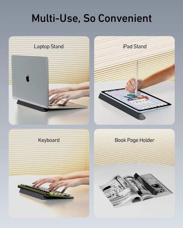 Alt view image 5 of 6 - 3 in 1 Silicone Laptop Stand Keyboard Riser for Ergonomic Typing/Reading Portable Laptop Cooling Stand for Home Office School and Travel Oval Base Midnight