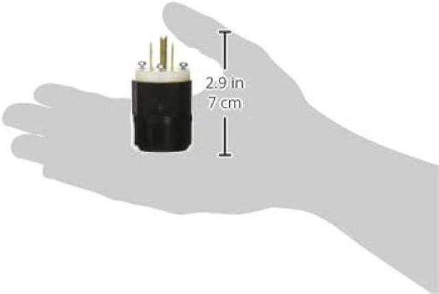 Alt view image 3 of 3 - Leviton 5266-C Black-White, 15 Amp, 125 Volt, Industrial Grade, Plug, Straight Blade, Grounding, 1 Pack