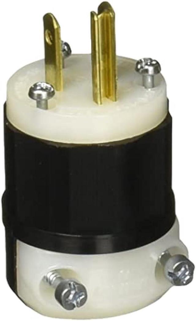 Alt view image 2 of 3 - Leviton 5266-C Black-White, 15 Amp, 125 Volt, Industrial Grade, Plug, Straight Blade, Grounding, 1 Pack