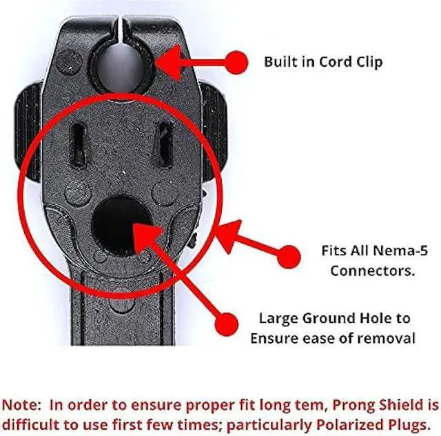 Alt view image 4 of 7 - Prong Shield Outdoor Plug Cover | Weatherproof Extension Cord Plug Cover for Outside | Extension Cord Construction Equipment | Extension Cord End Cover 3-Prong End Cover (5, Black)