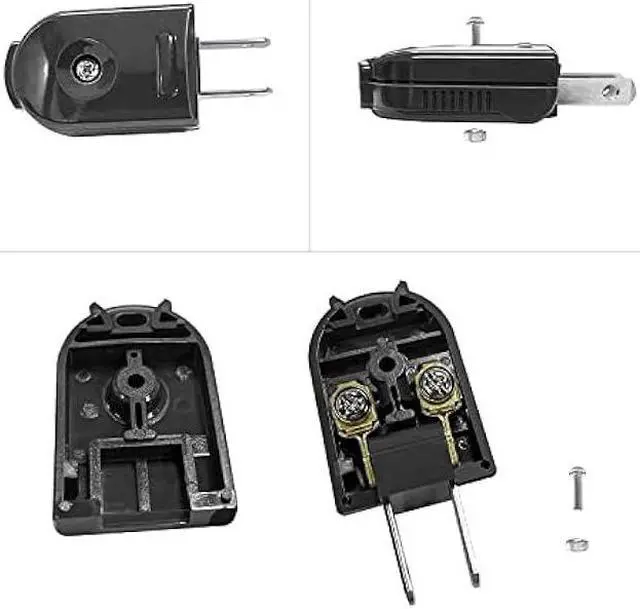 Alt view image 3 of 7 - Extension Cord Replacement Male Power Plug, 2 Prong, 125V/10A, Non-Grounding, Ideal for Small Appliances Such as Power Strips & Lamps & DIY Projects, 3-Pack, Black