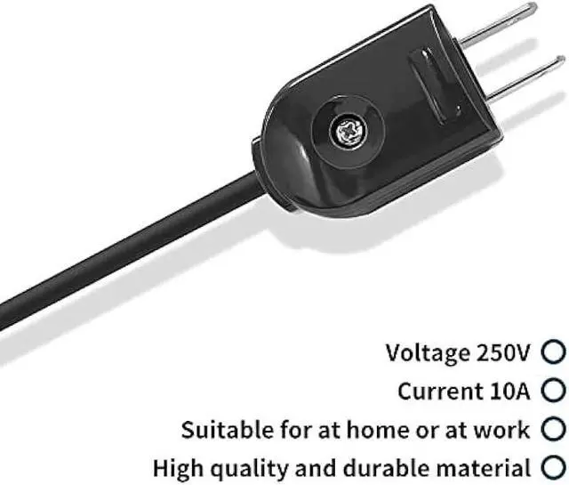 Alt view image 6 of 7 - Extension Cord Replacement Male Power Plug, 2 Prong, 125V/10A, Non-Grounding, Ideal for Small Appliances Such as Power Strips & Lamps & DIY Projects, 3-Pack, Black