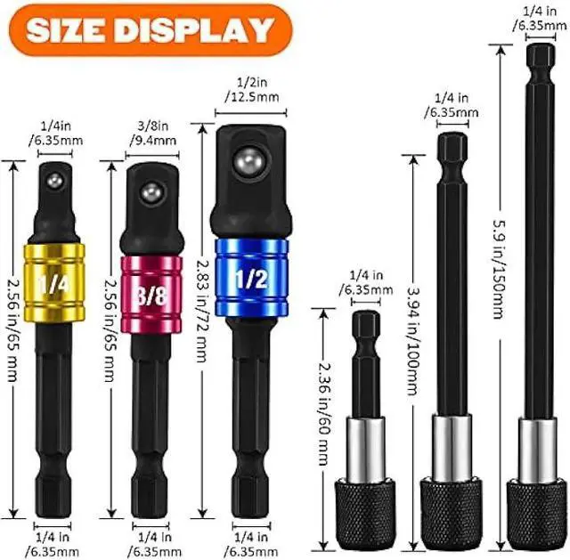 Alt view image 2 of 7 - 22 Flexible Drill Extension Hex Shank Drill Bit Kit Rotatable Joint Socket 1/4 3/8 1/2 Inch Hex Socket Adapter Socket Bendable Drill Bit Extension Screwdriver 105 Degree Angle Drill Bit Extension