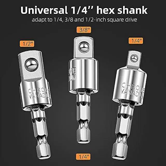 Alt view image 5 of 7 - 22 Flexible Drill Extension Hex Shank Drill Bit Kit Rotatable Joint Socket 1/4 3/8 1/2 Inch Hex Socket Adapter Socket Bendable Drill Bit Extension Screwdriver 105 Degree Angle Drill Bit Extension