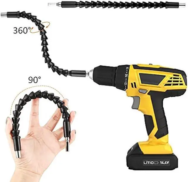 Alt view image 6 of 7 - 22 Flexible Drill Extension Hex Shank Drill Bit Kit Rotatable Joint Socket 1/4 3/8 1/2 Inch Hex Socket Adapter Socket Bendable Drill Bit Extension Screwdriver 105 Degree Angle Drill Bit Extension