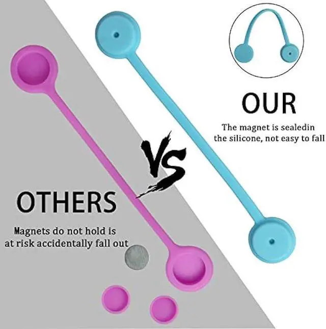 Alt view image 2 of 6 - 12 Pack Reusable Silicone Magnetic Cable Ties,Magnetic Cable Clips for Bundling and Organizing Headphone Cables,USB Charging Cords, Hanging & Holding,Stitching Fabric Magnetic Twist Ties