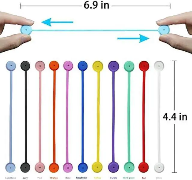 Alt view image 4 of 6 - 12 Pack Reusable Silicone Magnetic Cable Ties,Magnetic Cable Clips for Bundling and Organizing Headphone Cables,USB Charging Cords, Hanging & Holding,Stitching Fabric Magnetic Twist Ties