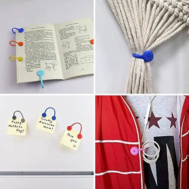 Alt view image 6 of 6 - 12 Pack Reusable Silicone Magnetic Cable Ties,Magnetic Cable Clips for Bundling and Organizing Headphone Cables,USB Charging Cords, Hanging & Holding,Stitching Fabric Magnetic Twist Ties