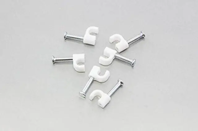 Alt view image 3 of 4 - 100 Round 5/32 Inches (4 mm) Cable Wire Clips Cable Management Cord Tie Holder Coaxial Nail in Clamps Tacks