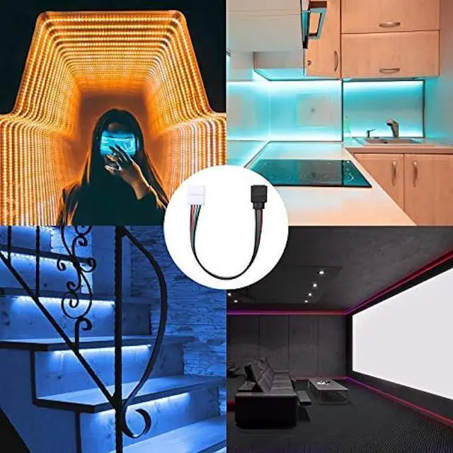 Alt view image 5 of 5 - 20 Pieces LED RGB Strip Light Connector Male and Female Connector Wire Cable 10 mm Wide Strip to Controller Adaptor with 10 Pieces Male 4 Pin Plugs for 5050 3528 RGB LED Light Strip