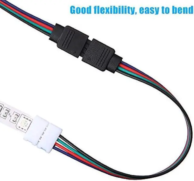 Alt view image 6 of 7 - 20 Pieces LED RGB Strip Light Connector Male and Female Connector Wire Cable 10 mm Wide Strip to Controller Adaptor with 10 Pieces Male 4 Pin Plugs for 5050 3528 RGB LED Light Strip