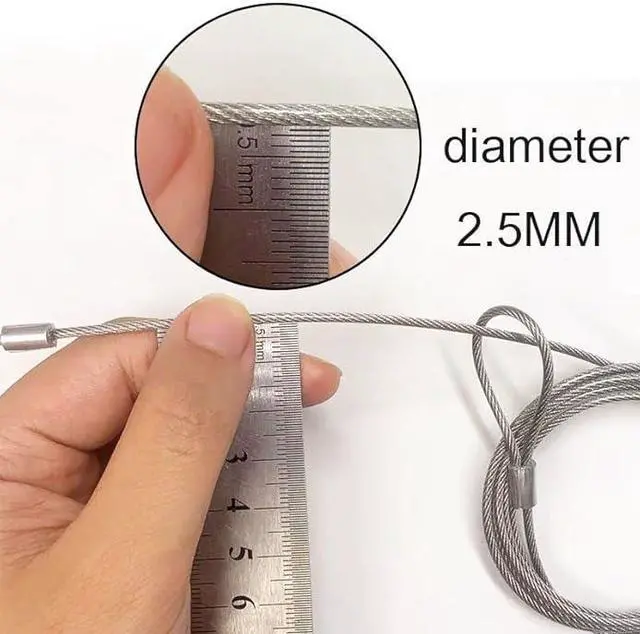 Alt view image 4 of 4 - 16.5Ft Security Safety Cable Luggage Lock Safety Cable Wire with Braided Steel Coated Double Loop by Ovener