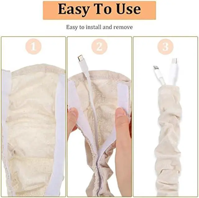 Alt view image 3 of 7 - 4 Pcs Fabric Cord Cover 6 Feet and 4 Feet Chain Cable Sleeve Chandelier Lighting Wire Cord Cover for Lamps Light Fixtures Lighting Wires Cable Management