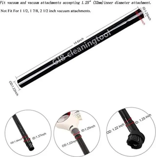 Alt view image 2 of 6 - 9 Pcs Vacuum Attachments Fit for Shop Vac Accessories 1 1/4 - 3 Pcs Vacuum Extension Wand, 1 1/4 inch (32 mm) & 1 3/8 inch (35 mm) Vacuum Hose Adapter, 1 1/4 inch Vacuum Cleaner Accessories Brush Kit