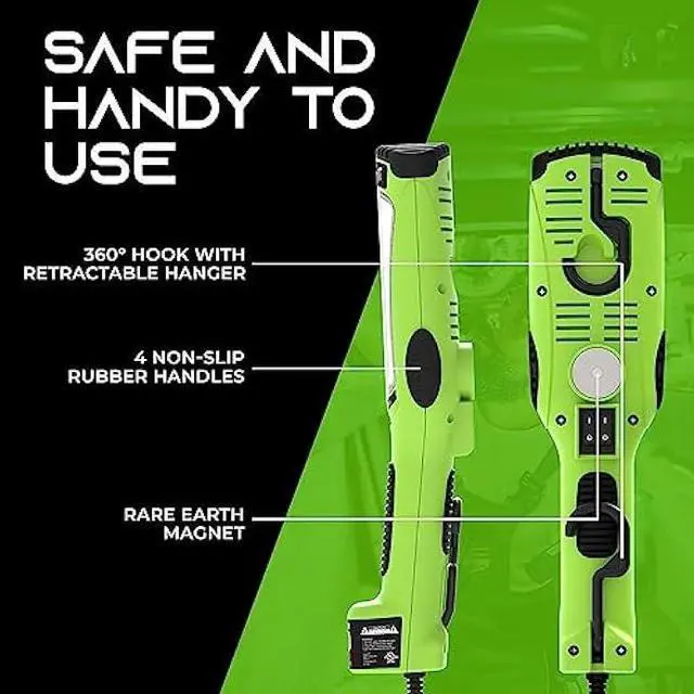 Alt view image 3 of 6 - GearIT LED Work Light (20 feet) 3000 Lumen COB LED - 16 Gauge SJTW Indoor/Outdoor NEMA 5-15R Extension Cord - Handheld, Rotating Hanger, Magnetic Base for Auto Mechanic and Construction - 20ft