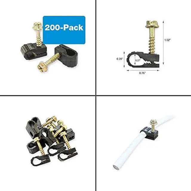 Alt view image 2 of 5 - STEREN Coaxial Cable Clips - Cable Holder - Wire Clips - Siding Clips for Hanging - Cord Holder for Desk - Cable Clamps - Cord Clip - Wire Organizer Clips - Tv Mount Screws - Black - 200 Pack