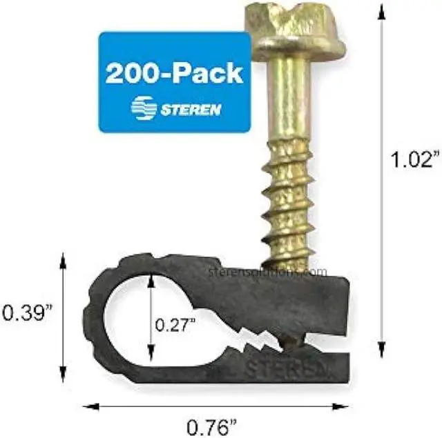 Alt view image 3 of 5 - STEREN Coaxial Cable Clips - Cable Holder - Wire Clips - Siding Clips for Hanging - Cord Holder for Desk - Cable Clamps - Cord Clip - Wire Organizer Clips - Tv Mount Screws - Black - 200 Pack