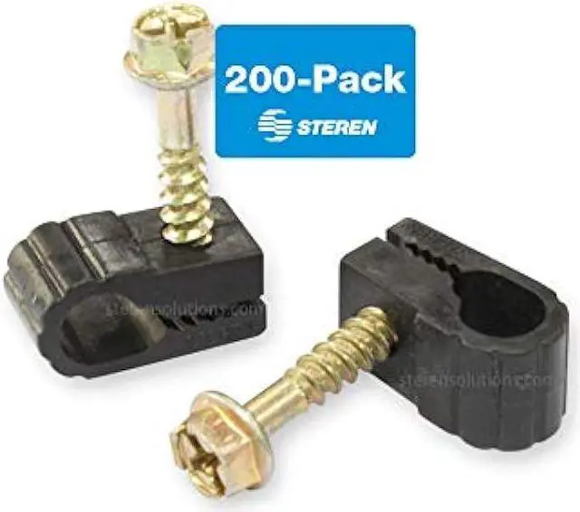 Alt view image 5 of 5 - STEREN Coaxial Cable Clips - Cable Holder - Wire Clips - Siding Clips for Hanging - Cord Holder for Desk - Cable Clamps - Cord Clip - Wire Organizer Clips - Tv Mount Screws - Black - 200 Pack