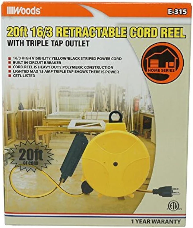 Alt view image 4 of 6 - Designers Edge E315 20-Foot Yellow Retractable Extension Cord Reel