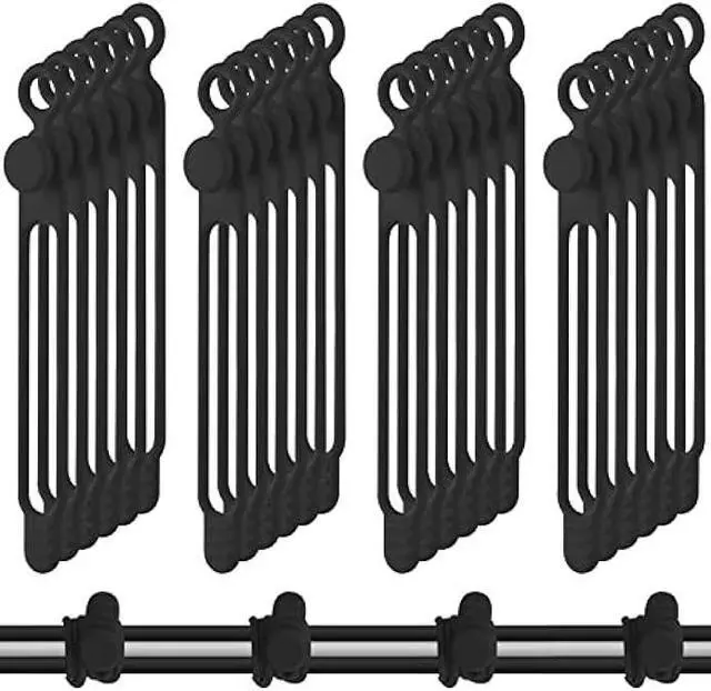 Main image of 40 Pcs Silicone Cable Ties Reusable Holder Strap Cord Ties Adjustable Cable Straps Multipurpose Charging Cable Organizer for Fastening Cable Charging Cords Wires (Black, 4.3 Inch)