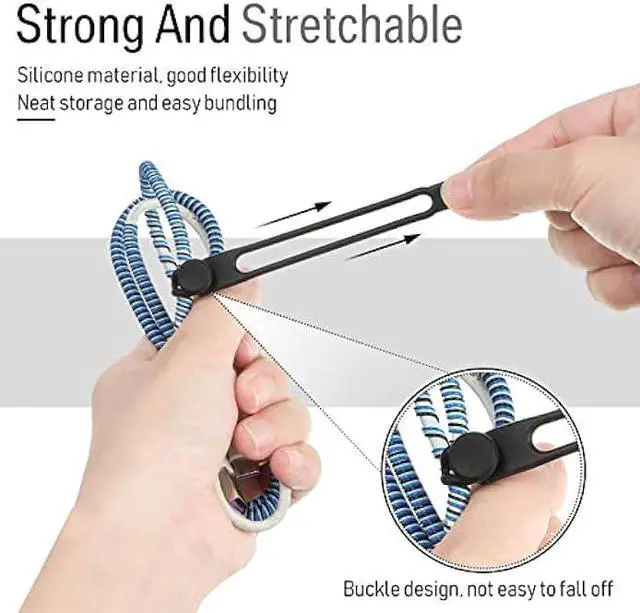 Alt view image 4 of 6 - 40 Pcs Silicone Cable Ties Reusable Holder Strap Cord Ties Adjustable Cable Straps Multipurpose Charging Cable Organizer for Fastening Cable Charging Cords Wires (Black, 4.3 Inch)