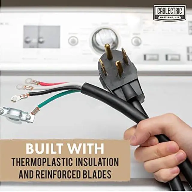 Alt view image 6 of 7 - 10 Foot Dryer Cord - Black 4 Prong Extension Cord, 10/4 SRDT, 30 Amp Dryer Power Cable 4 Prong 10 Ft, NEMA 14-30 Plug, 30 Amp