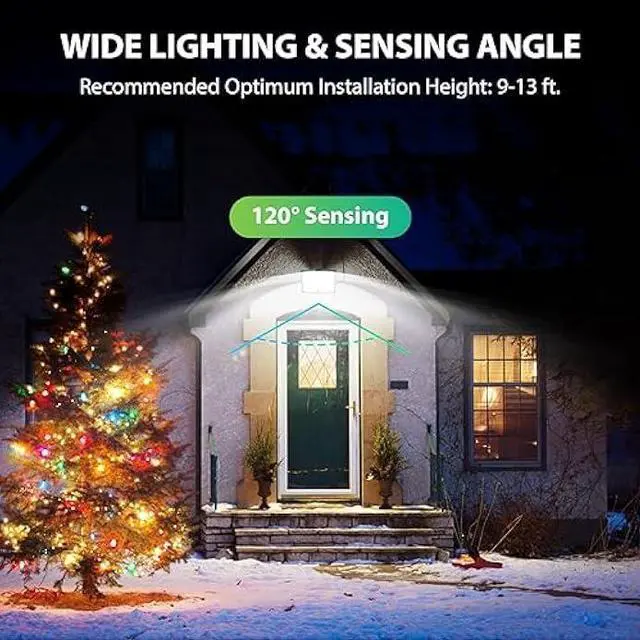 Alt view image 4 of 6 - Adiding Solar Outdoor Lights, 3500LM 202 LED Solar Flood Lights, Motion Sensor Outdoor Lights Solar Powered-3 Modes/16.4ft Cord/Remote, Solar Lights Outdoor Waterproof for Outside Patio,Garage, 2 Pack