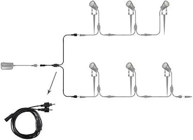 Alt view image 3 of 5 - ALOVECO 2-in-1 Splitter, Extension Wires for 6-in-1 Outdoor Spotlights, Waterproof for DIY Decoration