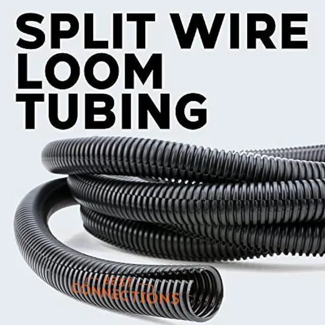 Alt view image 2 of 6 - 1/2 X 100 ft Split Wire Loom Flex-Guard Convoluted Tubing  Protective Split Cable Sleeves/Conduit for Automotive Home Electrical Wires  Black