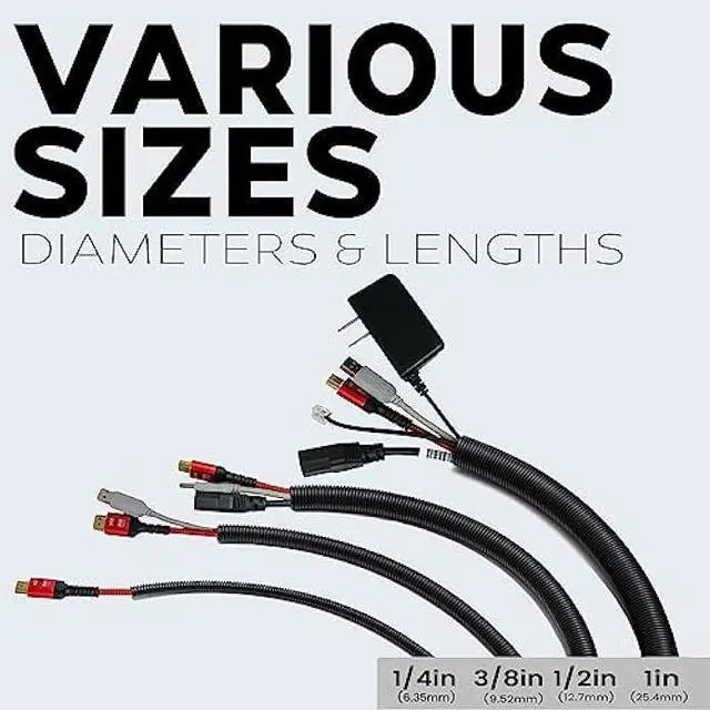 Alt view image 6 of 6 - 1/2 X 100 ft Split Wire Loom Flex-Guard Convoluted Tubing  Protective Split Cable Sleeves/Conduit for Automotive Home Electrical Wires  Black