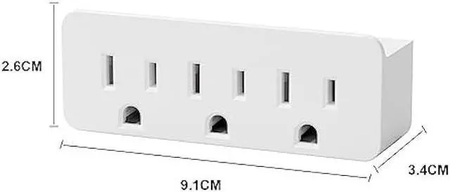 Alt view image 3 of 6 - 3 Outlet Adapter Extender, 3 Way Grounded Plug Splitter, 1 to 3 Plug outlet splitter, White, 4PACK