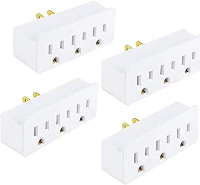 Main image of 3 Outlet Adapter Extender, 3 Way Grounded Plug Splitter, 1 to 3 Plug outlet splitter, White, 4PACK