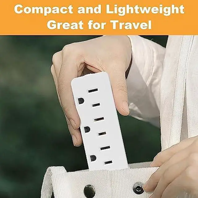 Alt view image 4 of 6 - 3 Outlet Adapter Extender, 3 Way Grounded Plug Splitter, 1 to 3 Plug outlet splitter, White, 4PACK