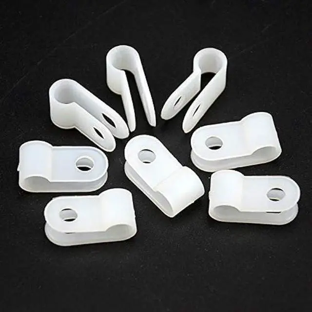 Alt view image 2 of 4 - XINGYHENG 100pcs White Nylon R-Type Cable Clamps Fastener for 1/8 Inch (3.2mm) Dia Wire Tube Plastic Wire Cord Clip Fixer with 100 Pack Screws for Wire Management