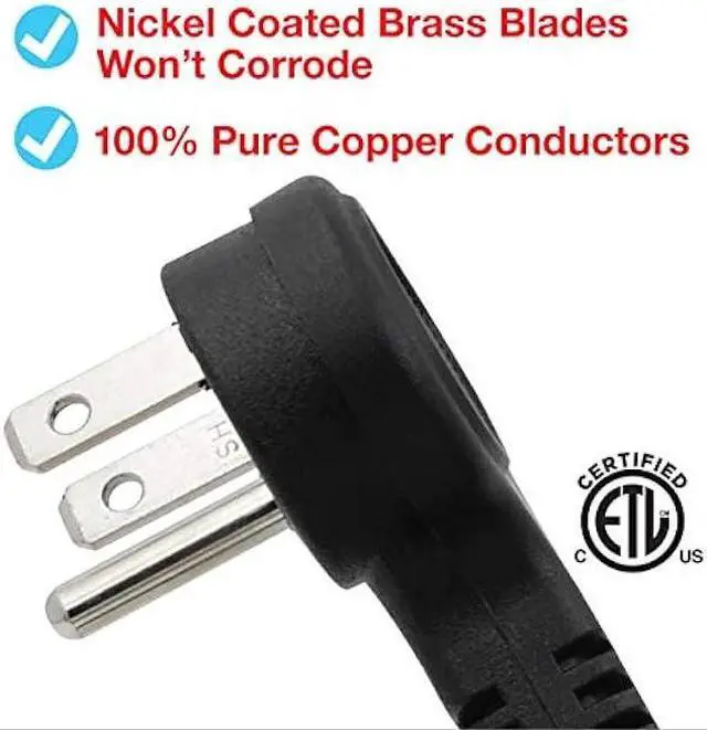 Alt view image 6 of 6 - Clear Power 6 ft 2 Outlet + USB Charger Designer Fabric Indoor Flat Plug Extension Cord 16/3 SPT-2, 3 Prong Grounded Plug (Black), CP10054