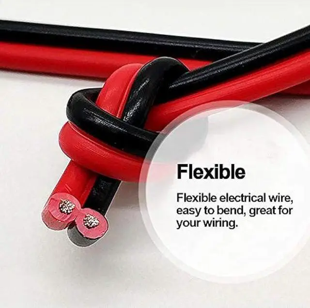 Alt view image 4 of 5 - 18 Gauge (40 ft long) Tinned Copper 2pin 2 Color Red Black Cable Hookup Electrical Wire LED Strips Extension Wire 12V/24V DC Cable, 18AWG Flexible Wire Extension Cord for LED Ribbon Lamp Tape Lighting